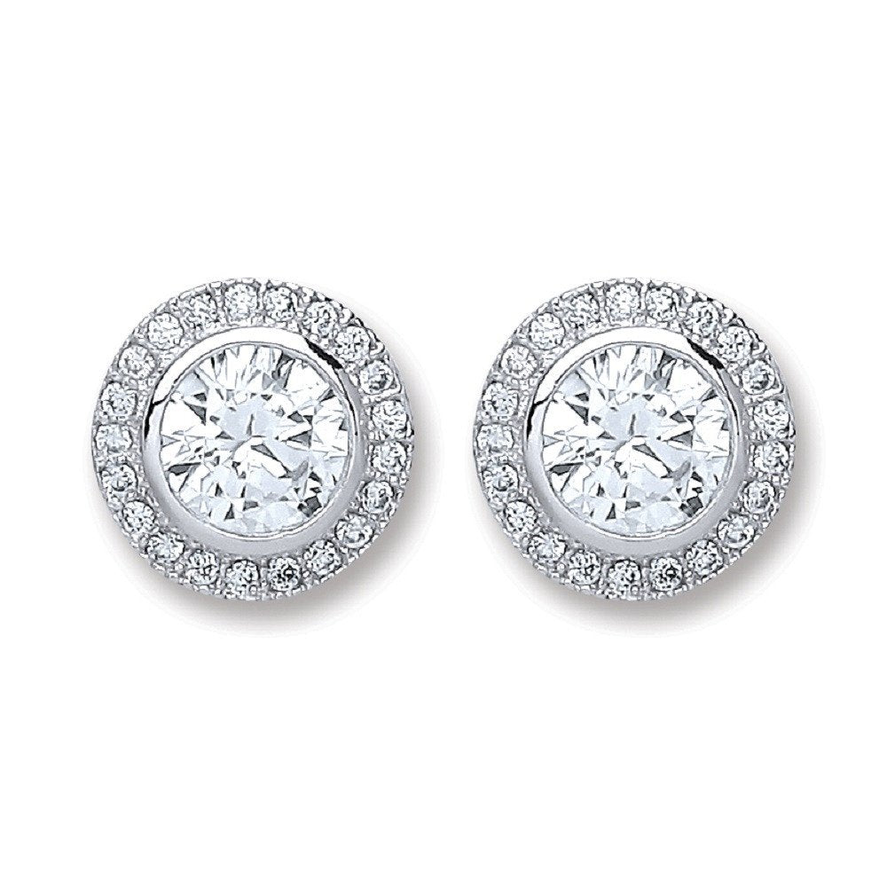 Silver Round Cubic Zirconia Stud Earrings - Fine Ring - Certified Authentic - Swiss Made – Luxury Jewellery by Imperia